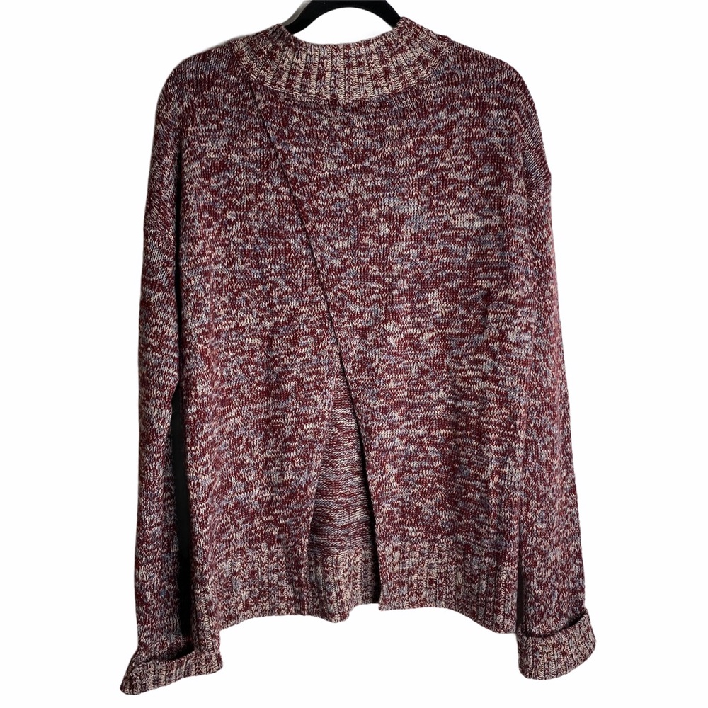 hem & thread Split Back Red & Blue Knit Sweater